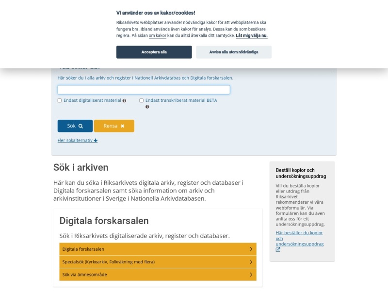 Swedish National Archives - Search
